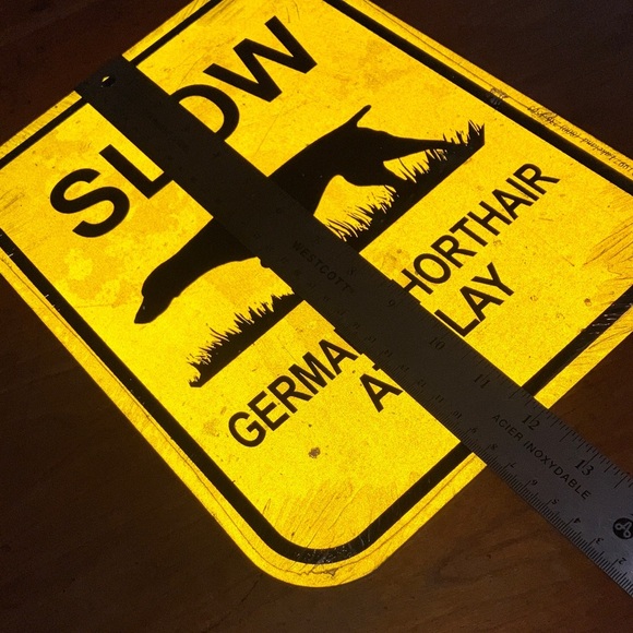 Traffic sign Yellow Slow German Shorthair dog Sign NWT - Picture 6 of 7